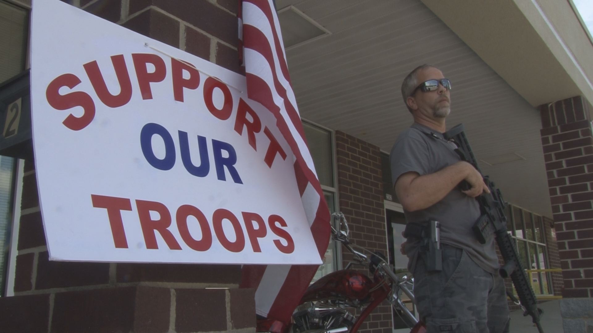 Armed Citizens Stand Guard Outside Burlington Military Recruitment Center 9184